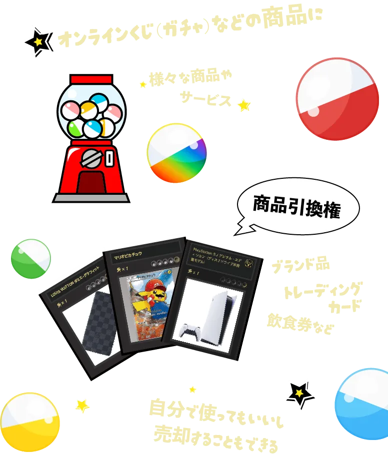 オンラインくじ（ガチャ）などの商品に